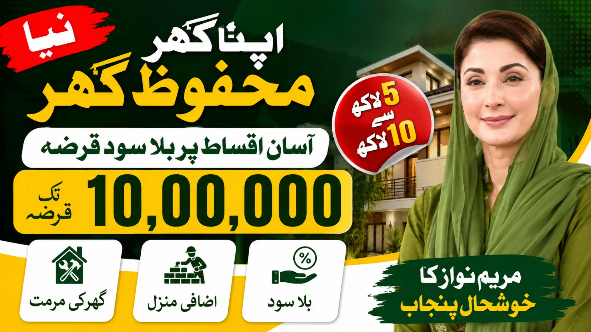Apna Ghar mahfooz Ghar Program Easy Installment Program 10Lakh Loan Without Interest